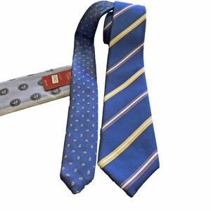 NWT IMANI UOMO REVERSIBLE MULTI COLOR BLUE NECK TIE & HANKY
